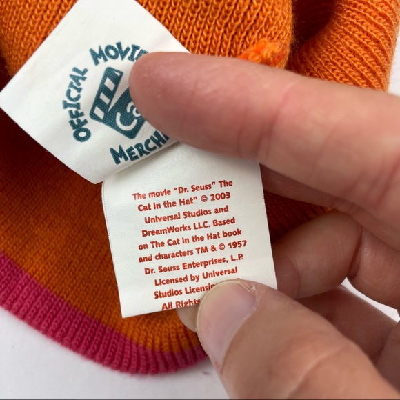The Cat In The Hat Colorful Orange Red Stripe Hat Beanie Girl 7-14 - Picture 8 of 9